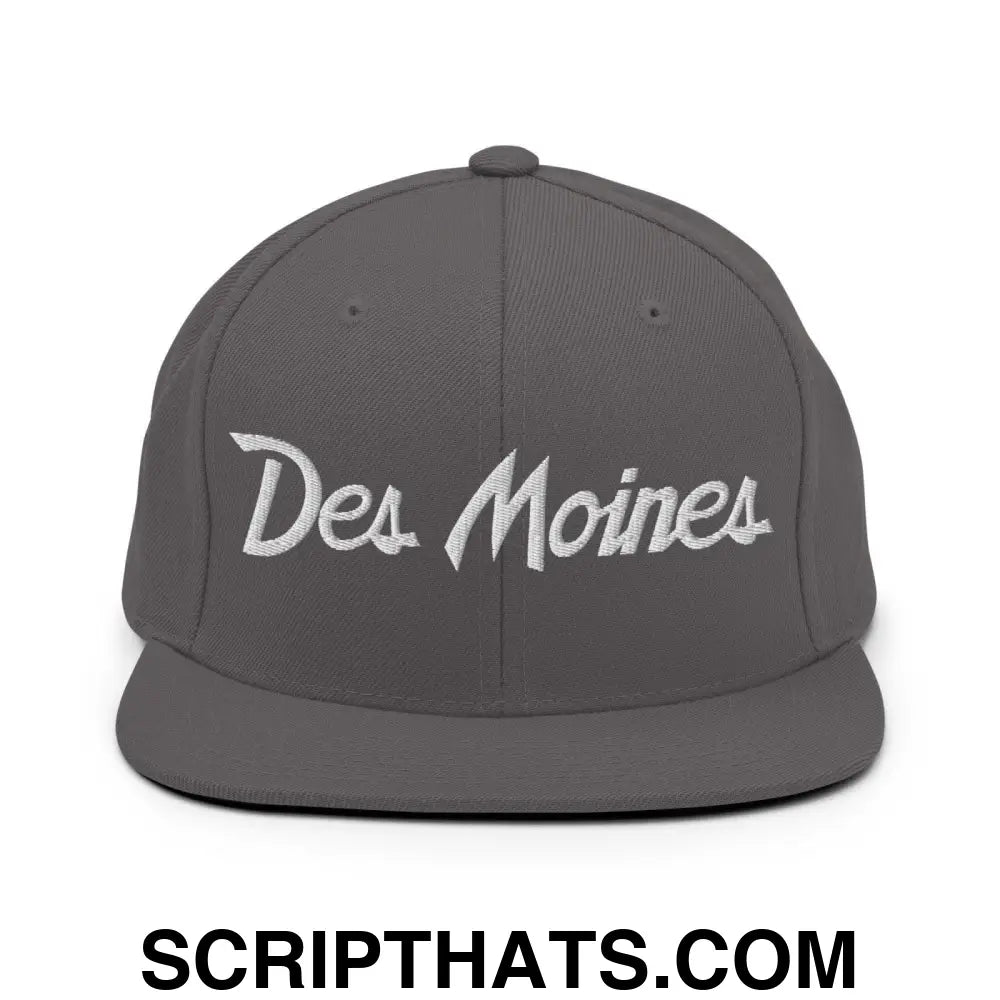 Des Moines Script Snapback Hat Dark Grey