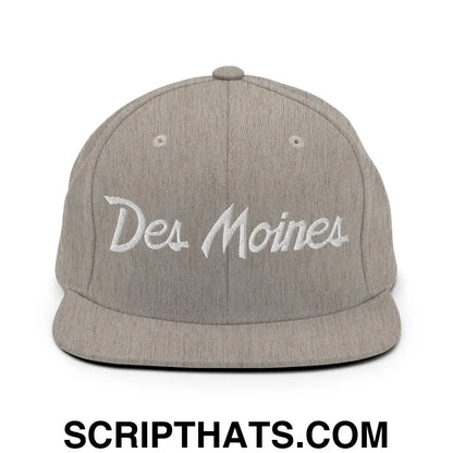 Des Moines Script Snapback Hat Heather Grey