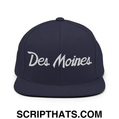 Des Moines Script Snapback Hat Navy