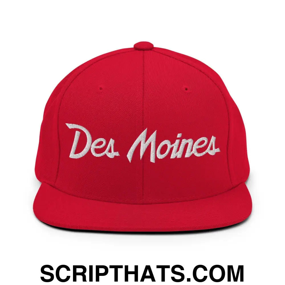 Des Moines Script Snapback Hat Red