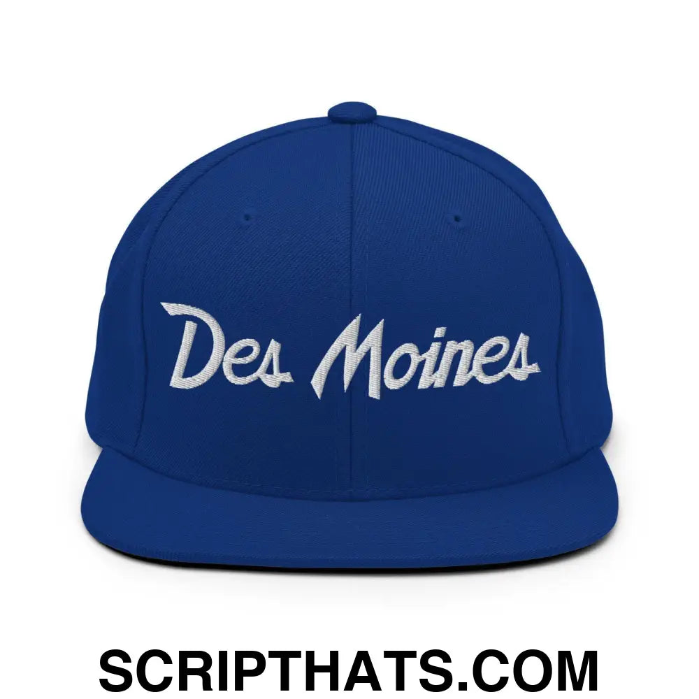 Des Moines Script Snapback Hat Royal Blue