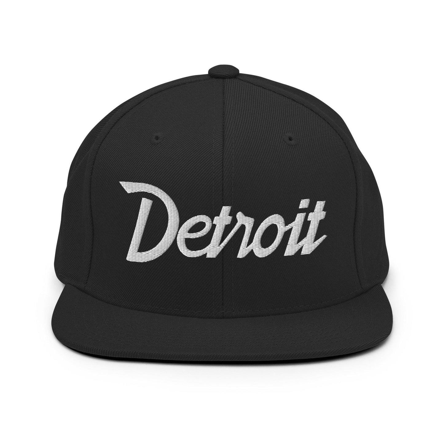 Detroit Script Snapback Hat Black