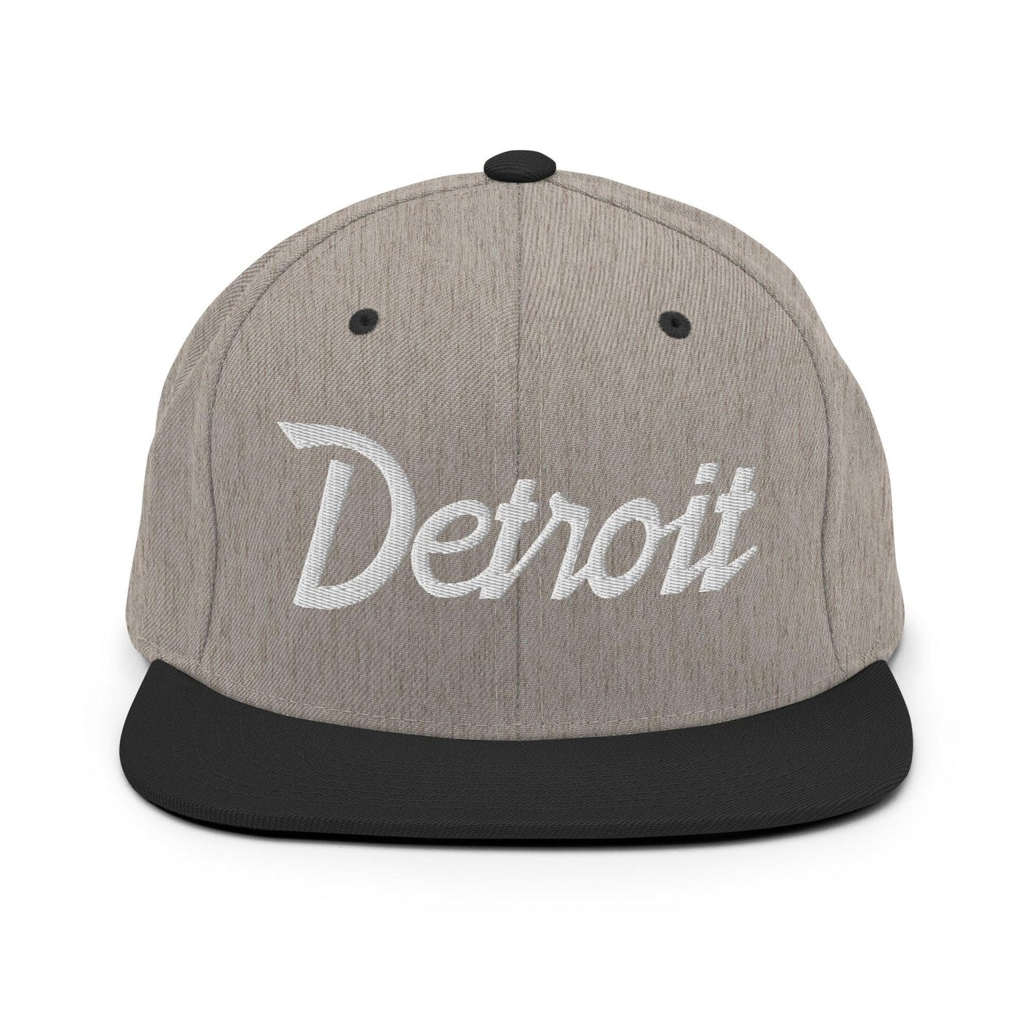 Detroit Script Snapback Hat Heather Black