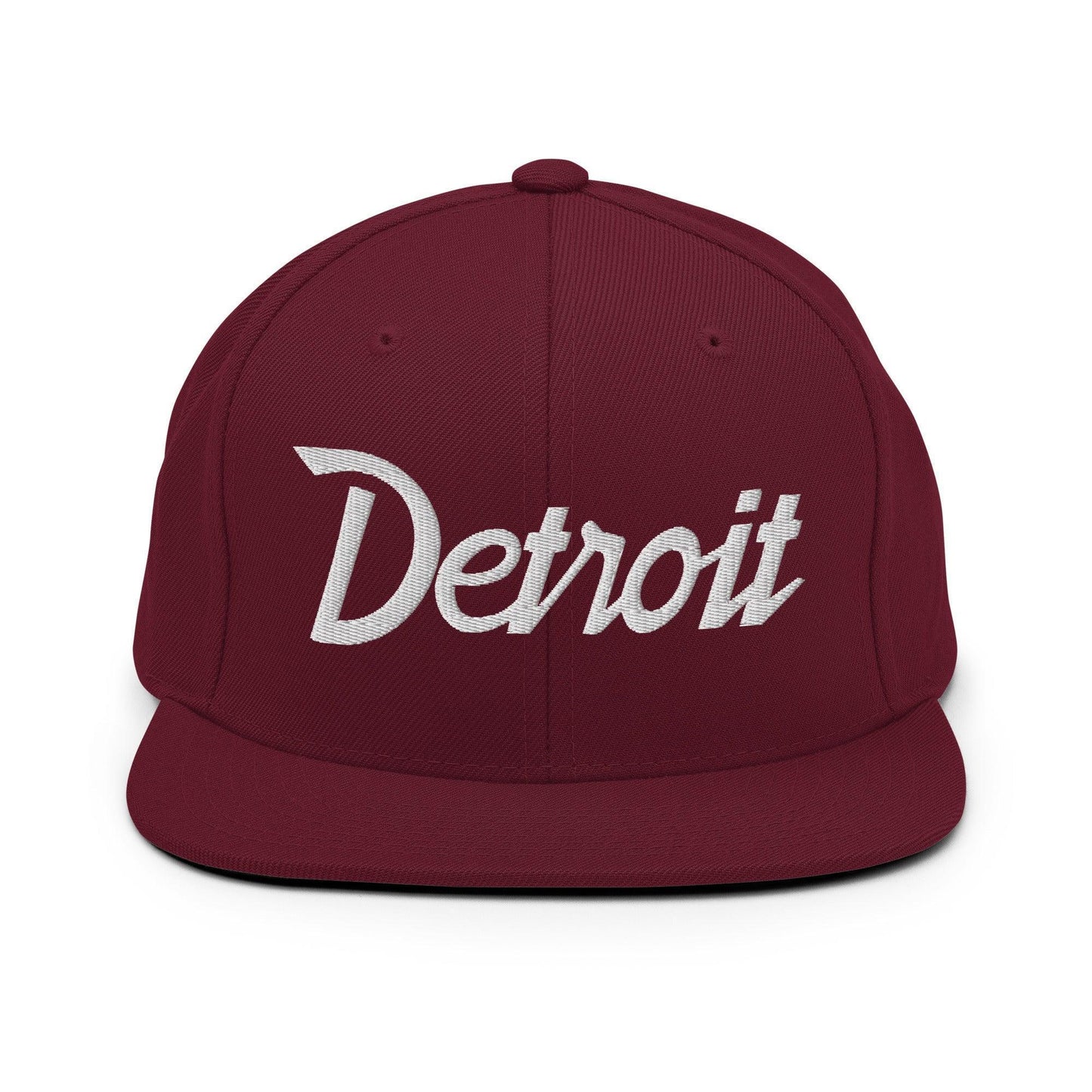 Detroit Script Snapback Hat Maroon