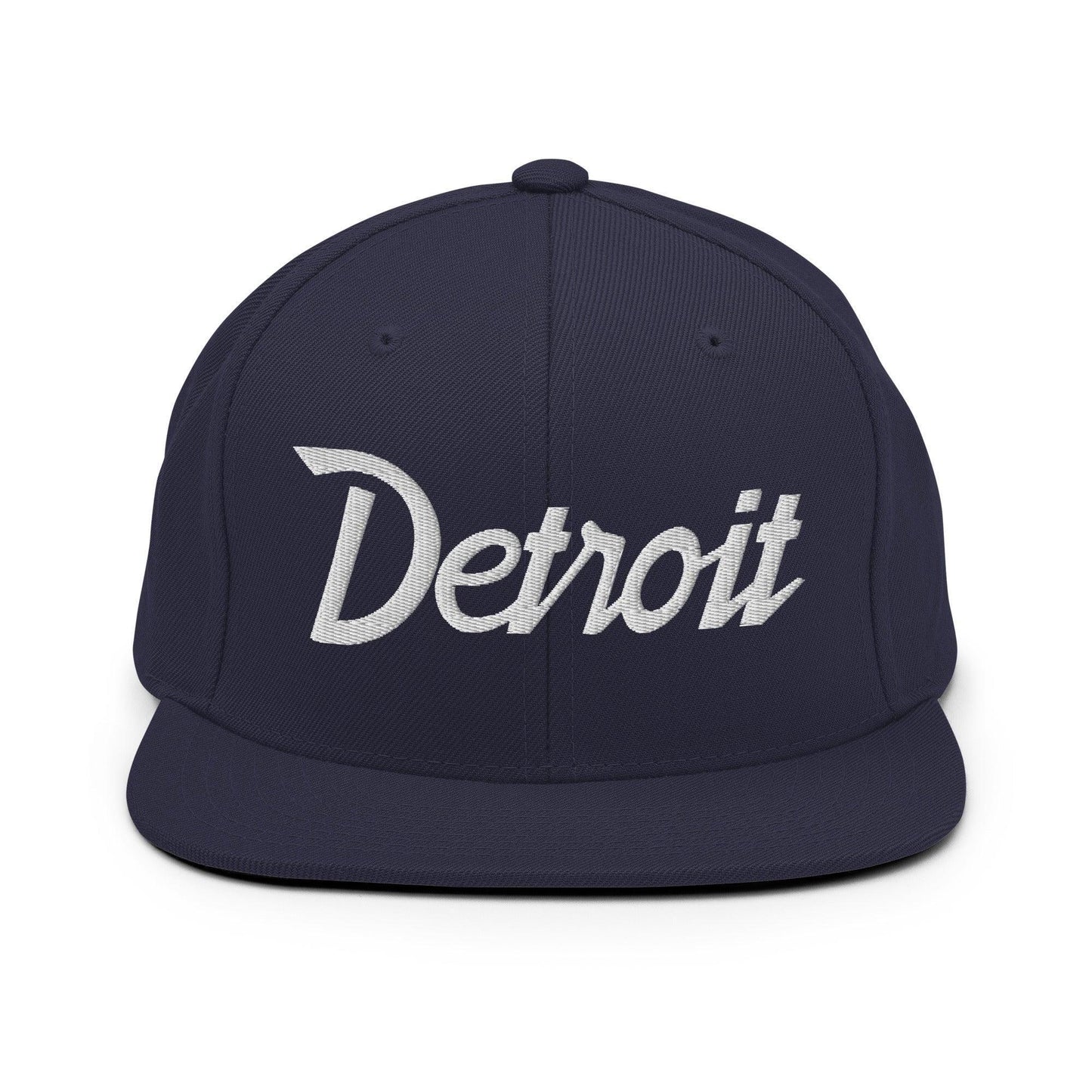 Detroit Script Snapback Hat Navy