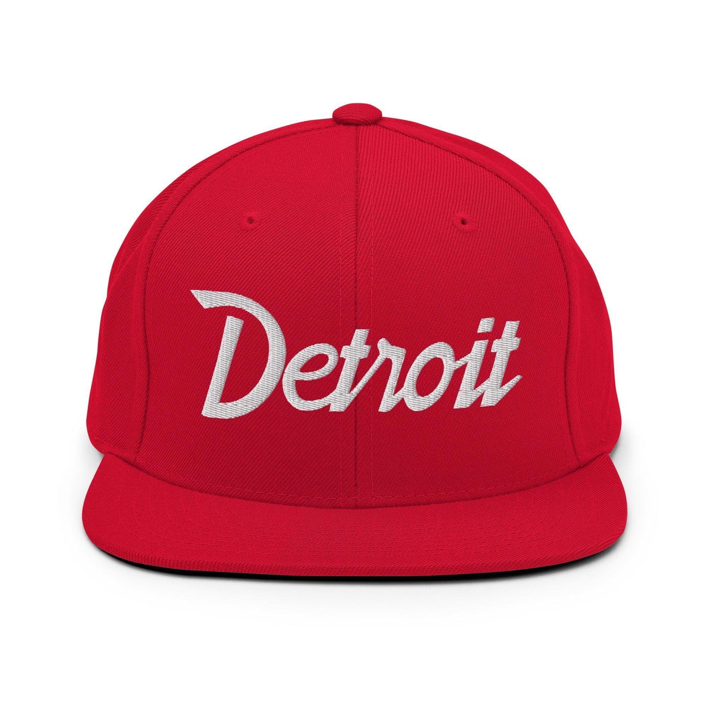 Detroit Script Snapback Hat Red