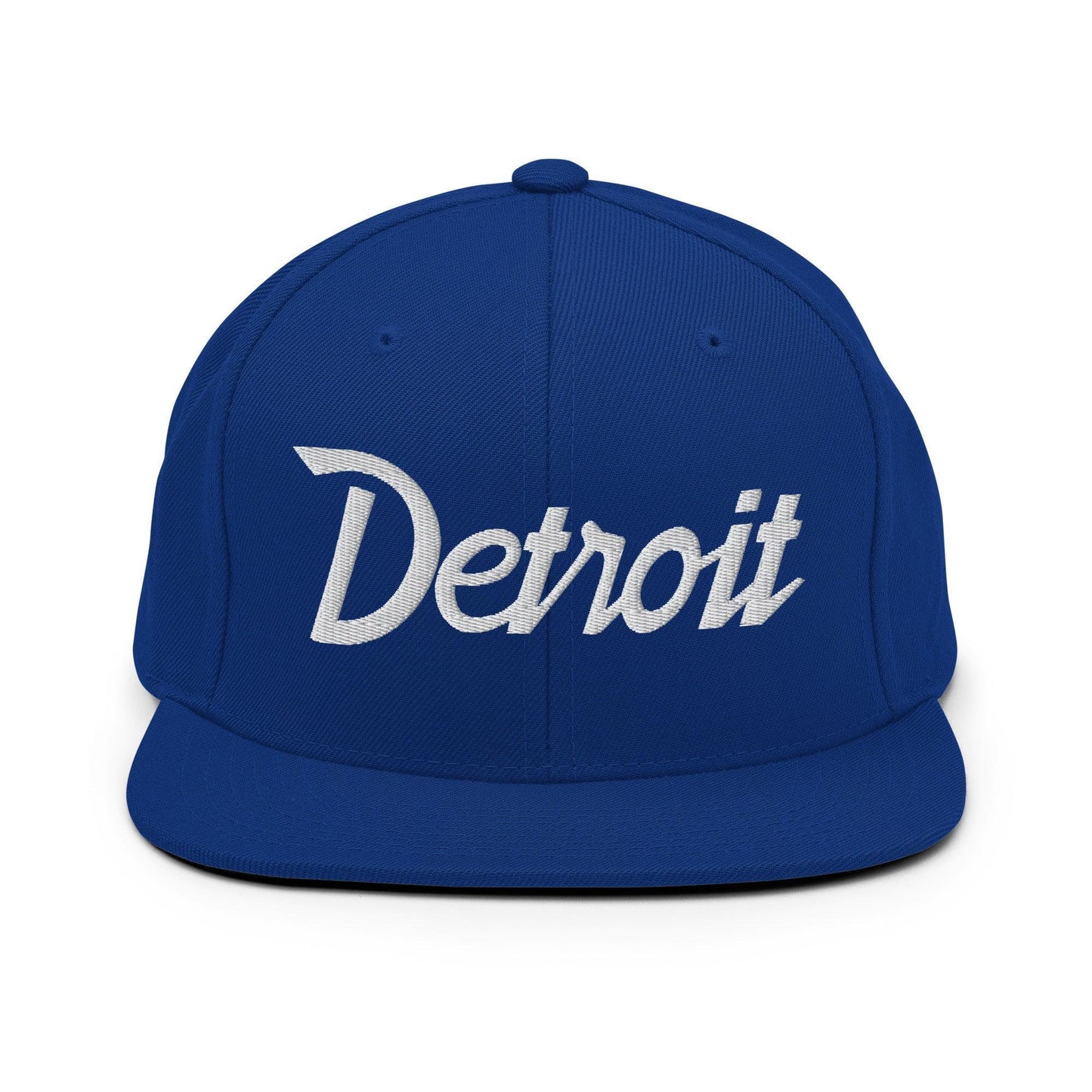 Detroit Script Snapback Hat Royal Blue