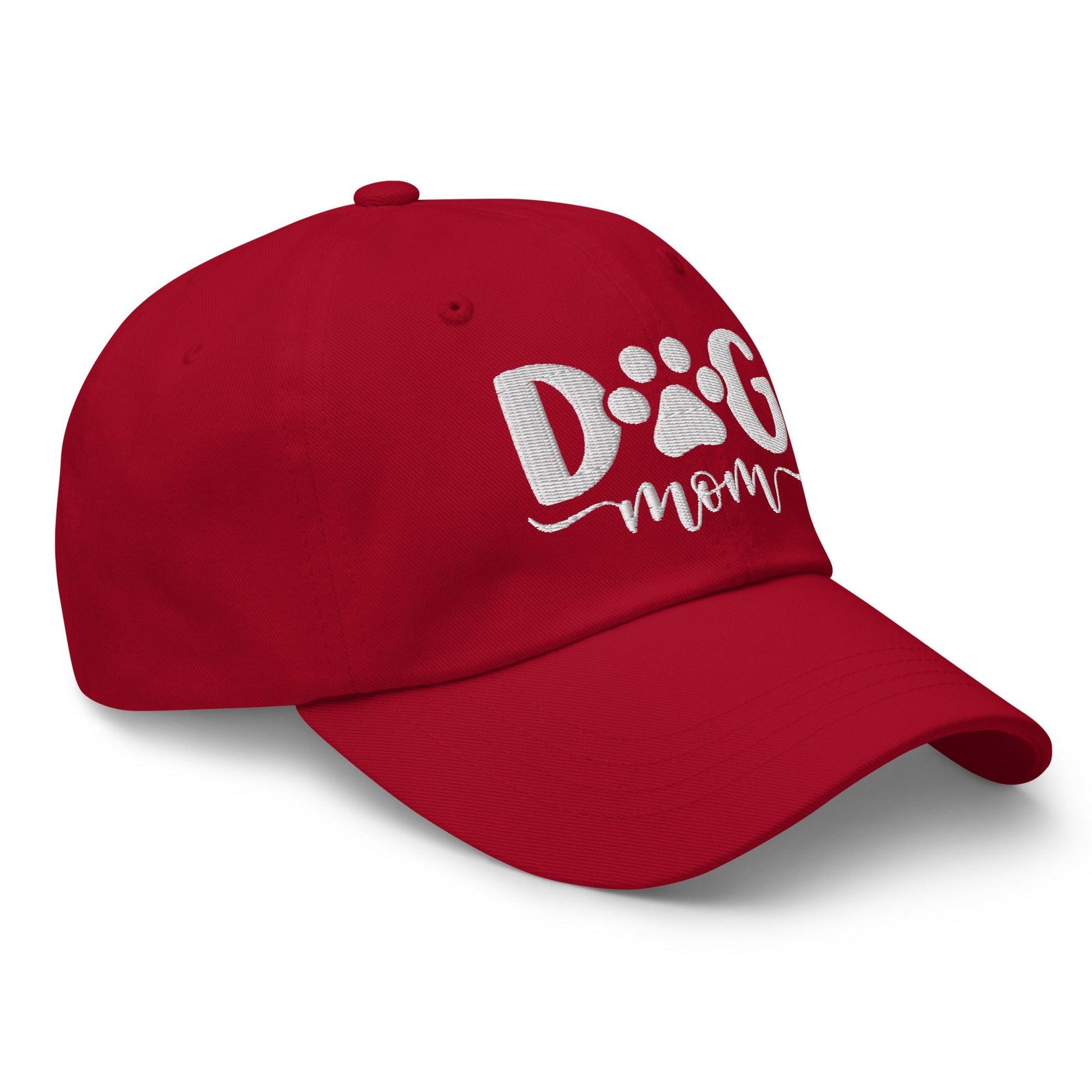 Dog Mom Embroidered Dad Hat Cranberry