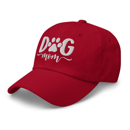 Dog Mom Embroidered Dad Hat Cranberry