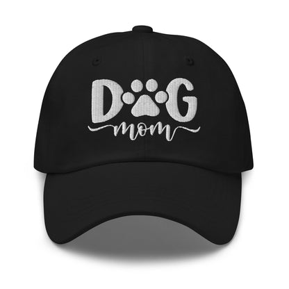 Dog Mom Embroidered Dad Hat Black