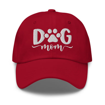 Dog Mom Embroidered Dad Hat Cranberry