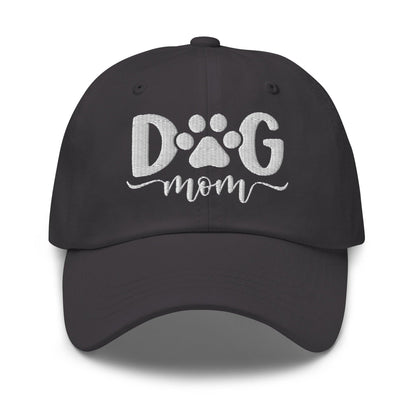 Dog Mom Embroidered Dad Hat Dark Grey