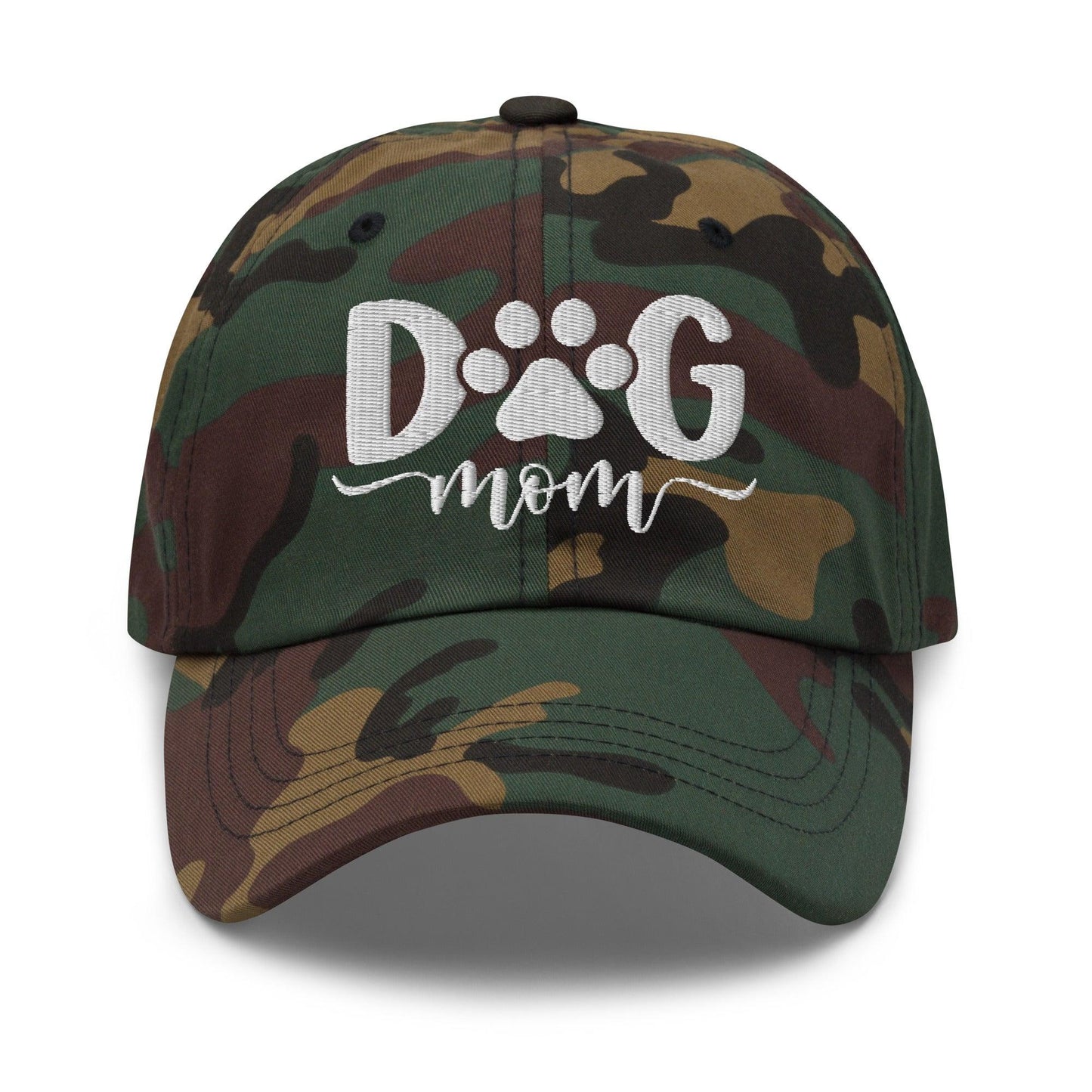 Dog Mom Embroidered Dad Hat Green Camo