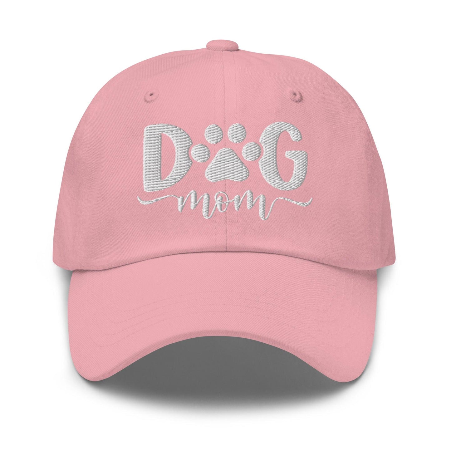 Dog Mom Embroidered Dad Hat Pink