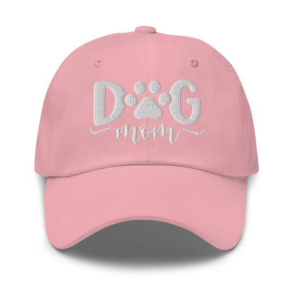 Dog Mom Embroidered Dad Hat Pink