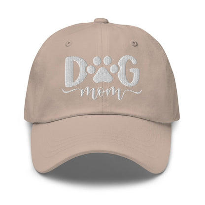 Dog Mom Embroidered Dad Hat Stone