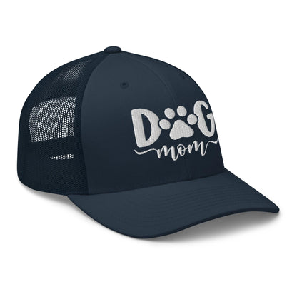 Dog Mom Embroidered Mesh Trucker Hat Navy