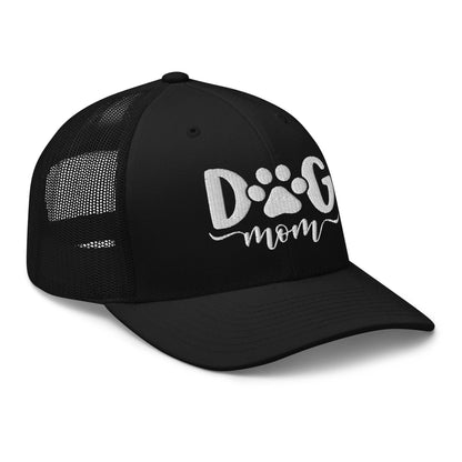 Dog Mom Embroidered Mesh Trucker Hat Black