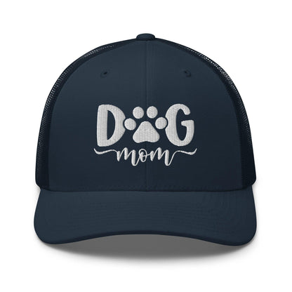 Dog Mom Embroidered Mesh Trucker Hat Navy