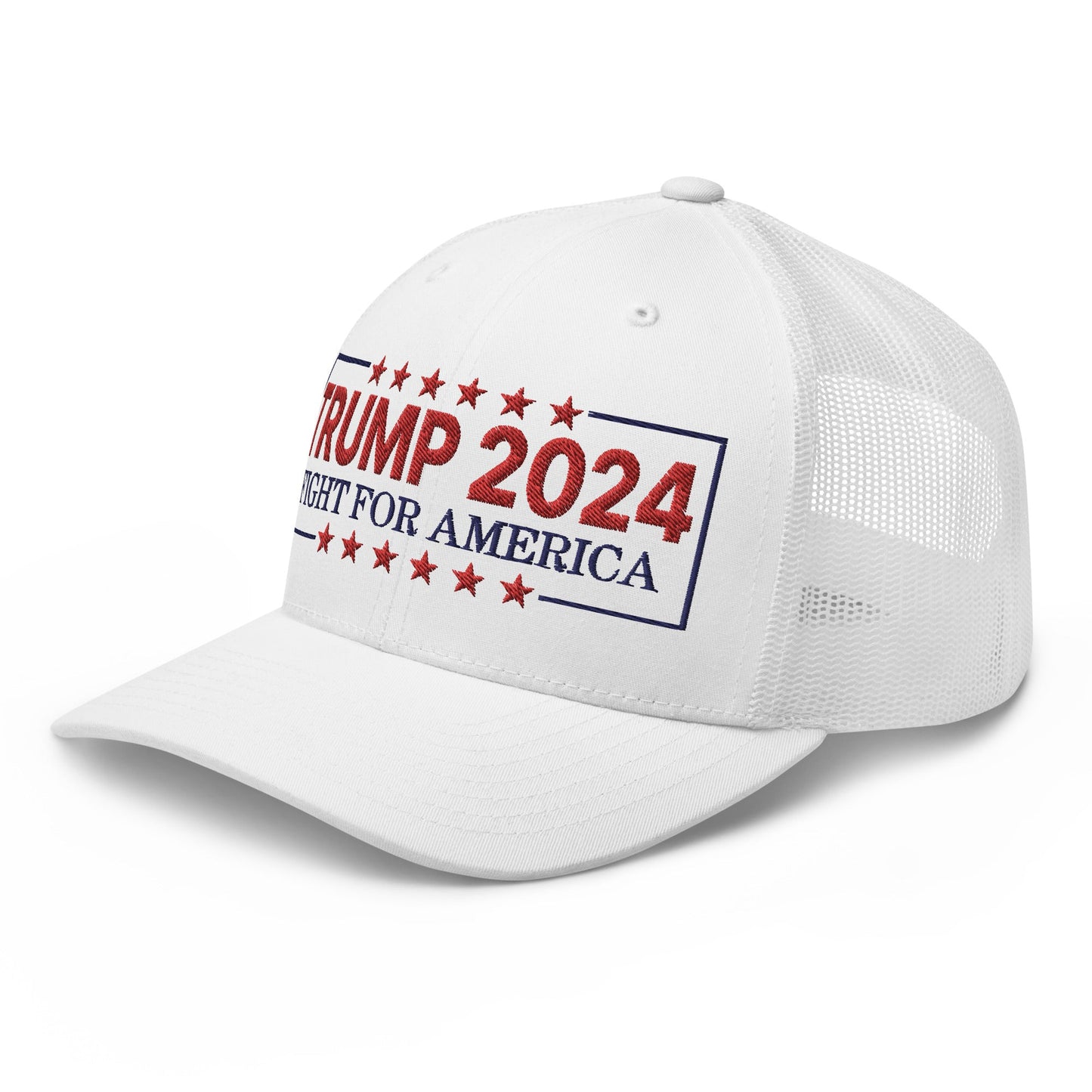 Donald Trump 2024 Fight For America Retro Trucker Hat White