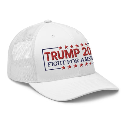 Donald Trump 2024 Fight For America Retro Trucker Hat White