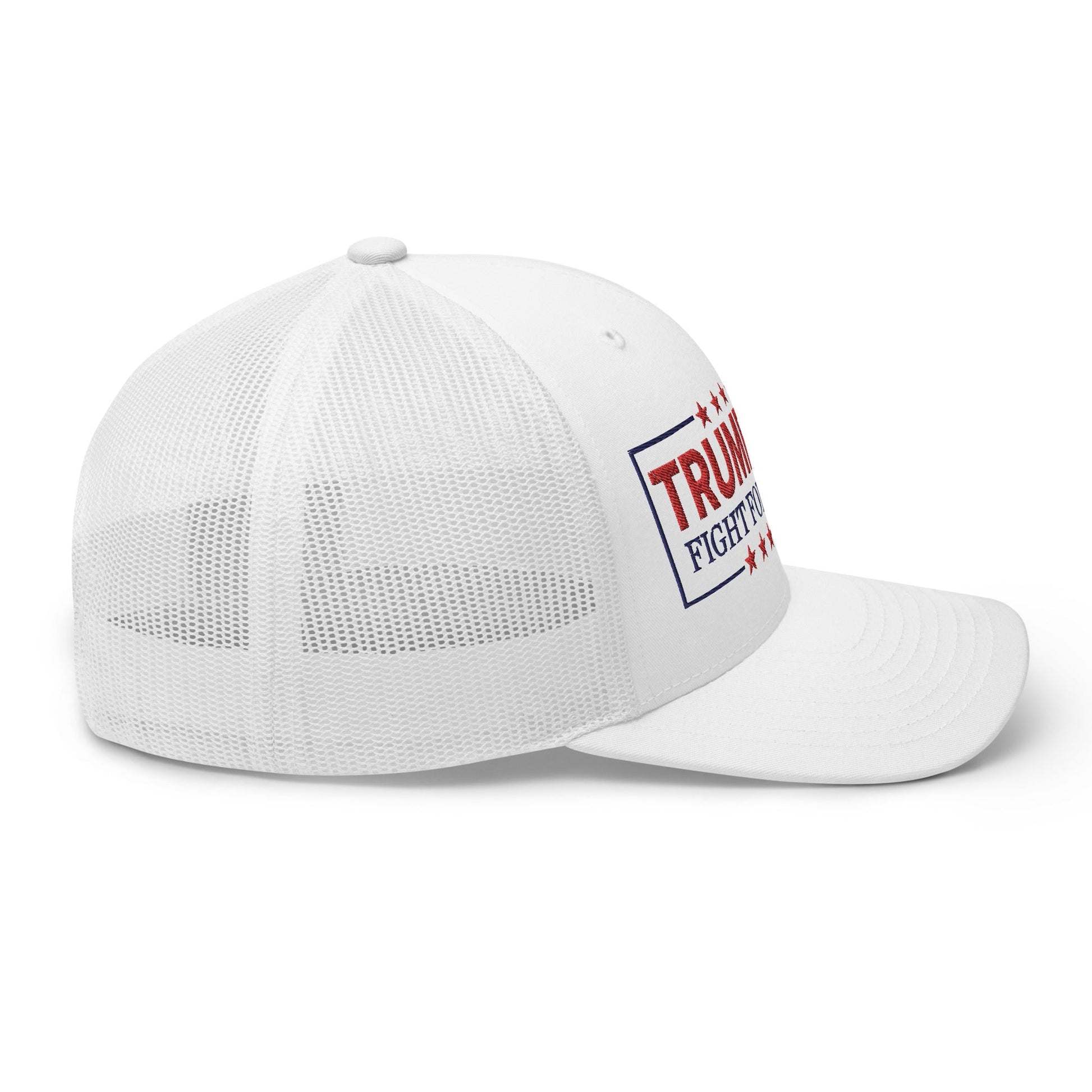 Donald Trump 2024 Fight For America Retro Trucker Hat White