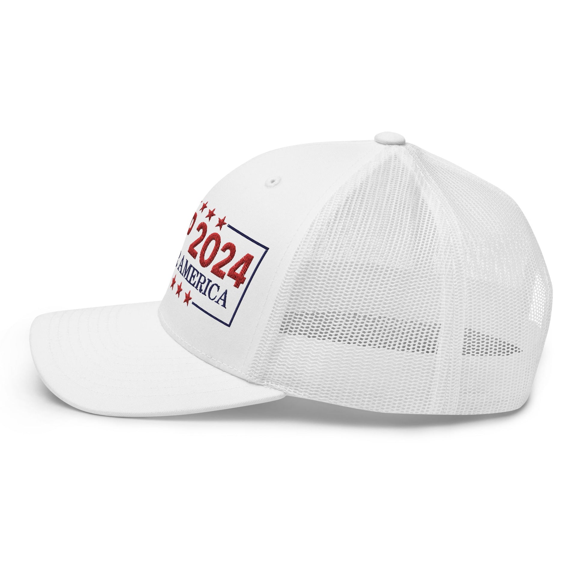 Donald Trump 2024 Fight For America Retro Trucker Hat White