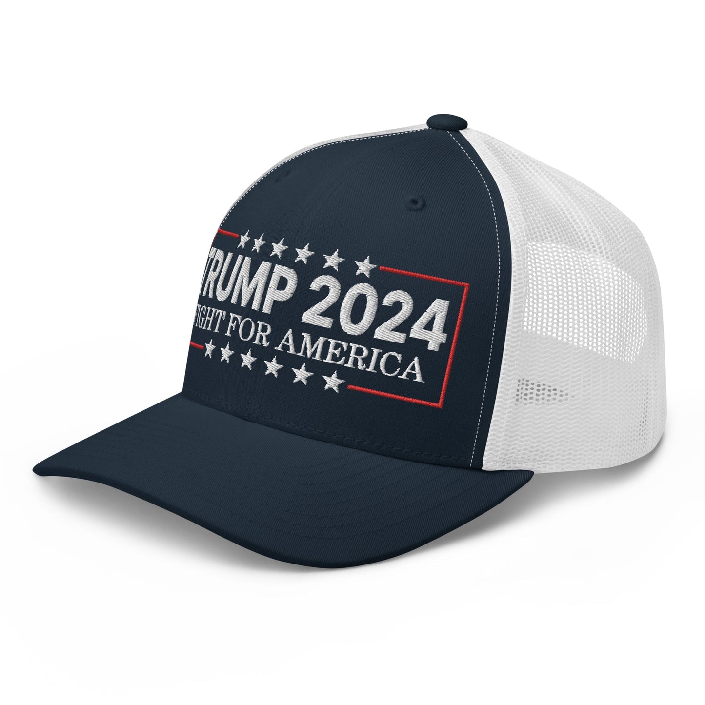 Donald Trump 2024 Fight For America Retro Trucker Hat Navy White