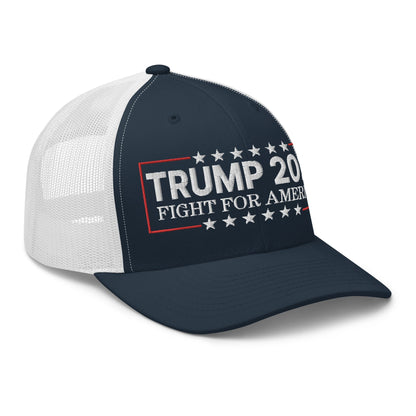 Donald Trump 2024 Fight For America Retro Trucker Hat Navy White