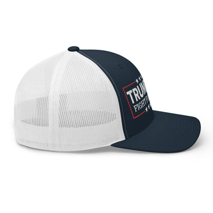 Donald Trump 2024 Fight For America Retro Trucker Hat Navy White