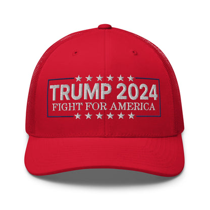 Donald Trump 2024 Fight For America Retro Trucker Hat Red