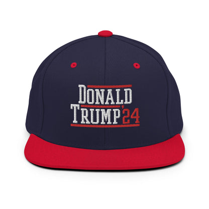 Donald Trump 2024 Flat Bill Brim Snapback Hat Navy Red