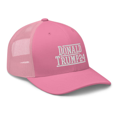 Donald Trump 2024 Snapback Trucker Hat Pink
