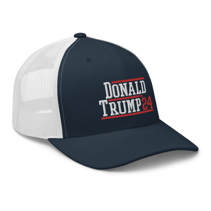 Donald Trump 2024 Snapback Trucker Hat Navy White