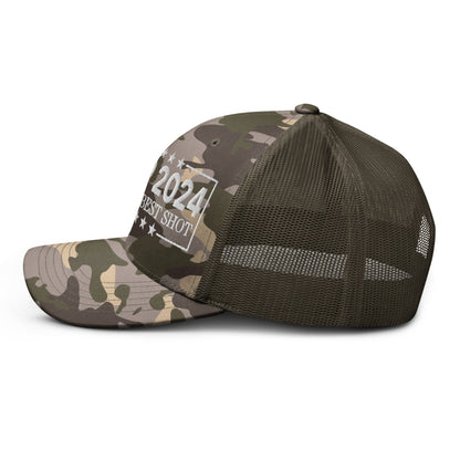 Donald Trump 2024 Take Your Best Shot Camo Trucker Hat Camo Olive