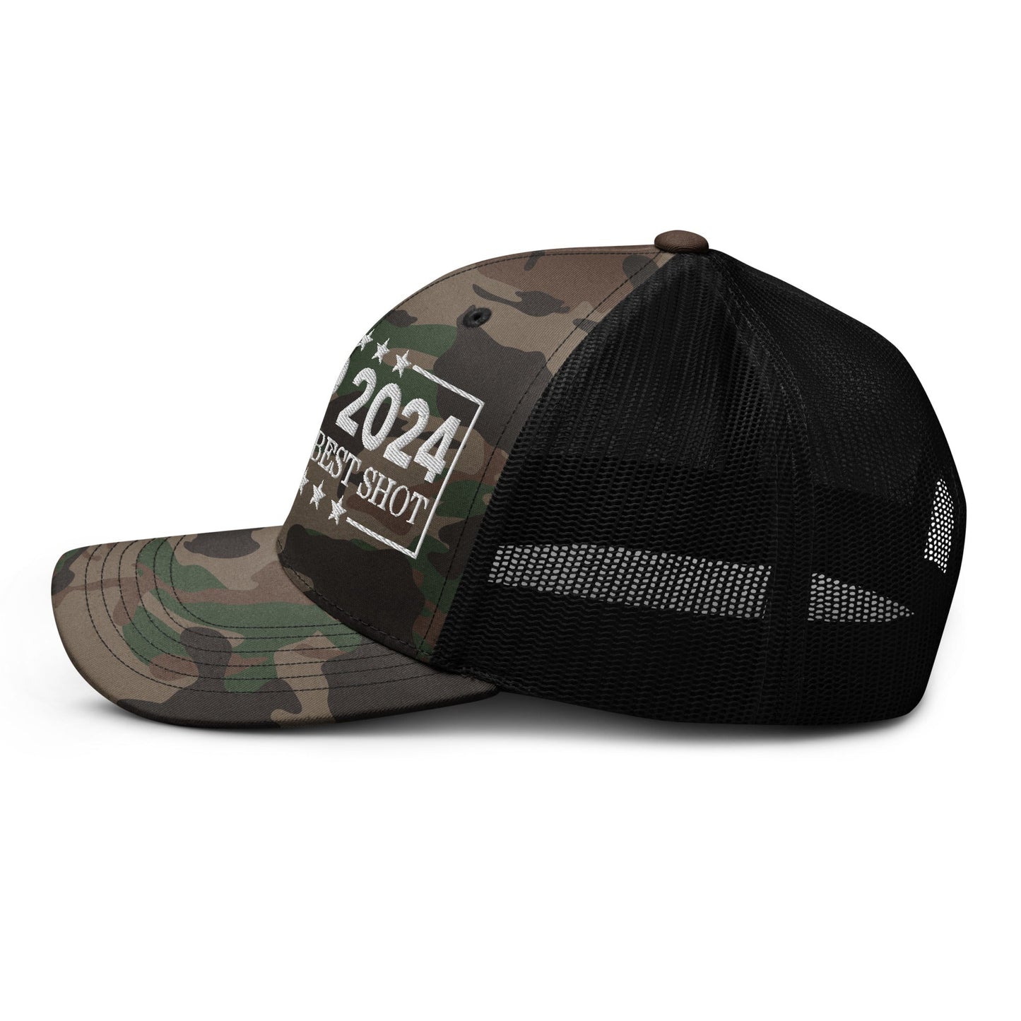 Donald Trump 2024 Take Your Best Shot Camo Trucker Hat Camo Black