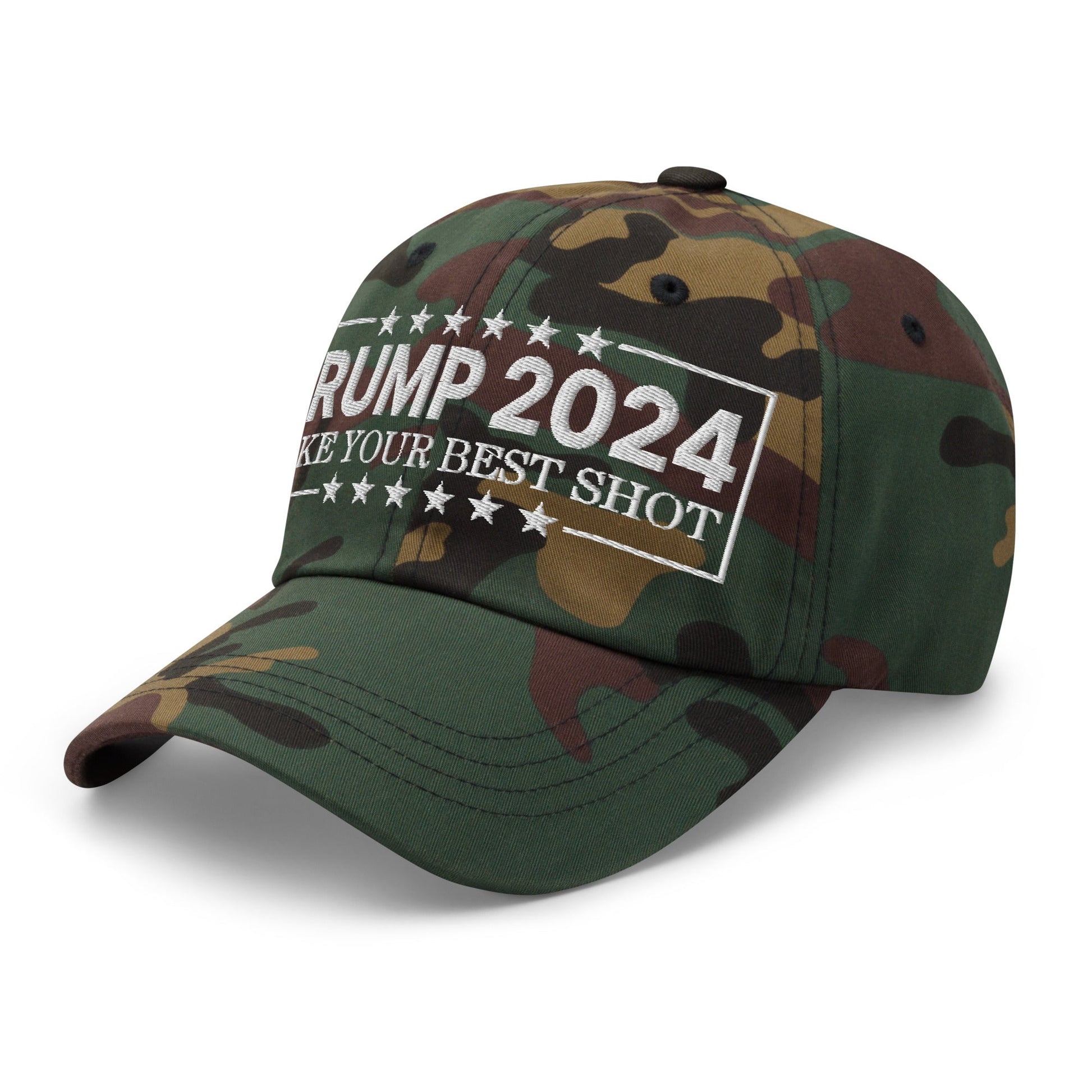 Donald Trump 2024 Take Your Best Shot Dad Hat Green Camo