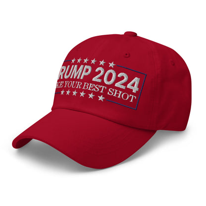 Donald Trump 2024 Take Your Best Shot Dad Hat Cranberry