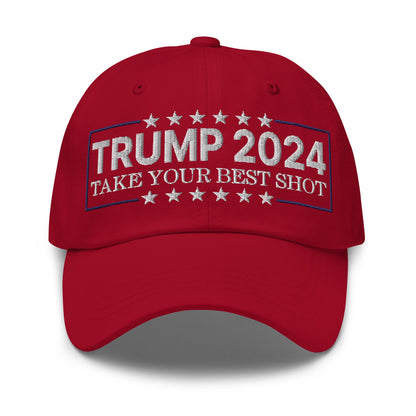 Donald Trump 2024 Take Your Best Shot Dad Hat Cranberry