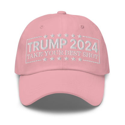 Donald Trump 2024 Take Your Best Shot Dad Hat Pink