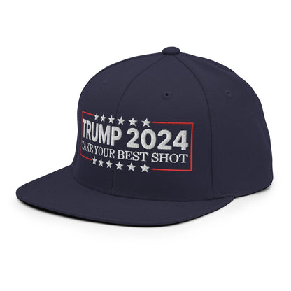 Donald Trump 2024 Take Your Best Shot Flat Bill Brim Snapback Hat Navy