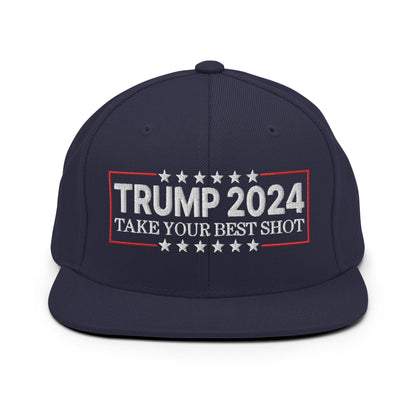 Donald Trump 2024 Take Your Best Shot Flat Bill Brim Snapback Hat Navy