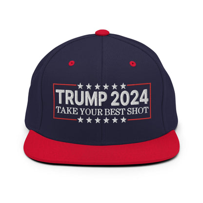 Donald Trump 2024 Take Your Best Shot Flat Bill Brim Snapback Hat Navy Red