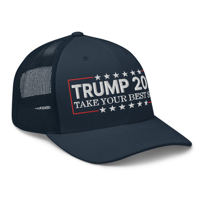 Donald Trump 2024 Take Your Best Shot Retro Trucker Hat Navy