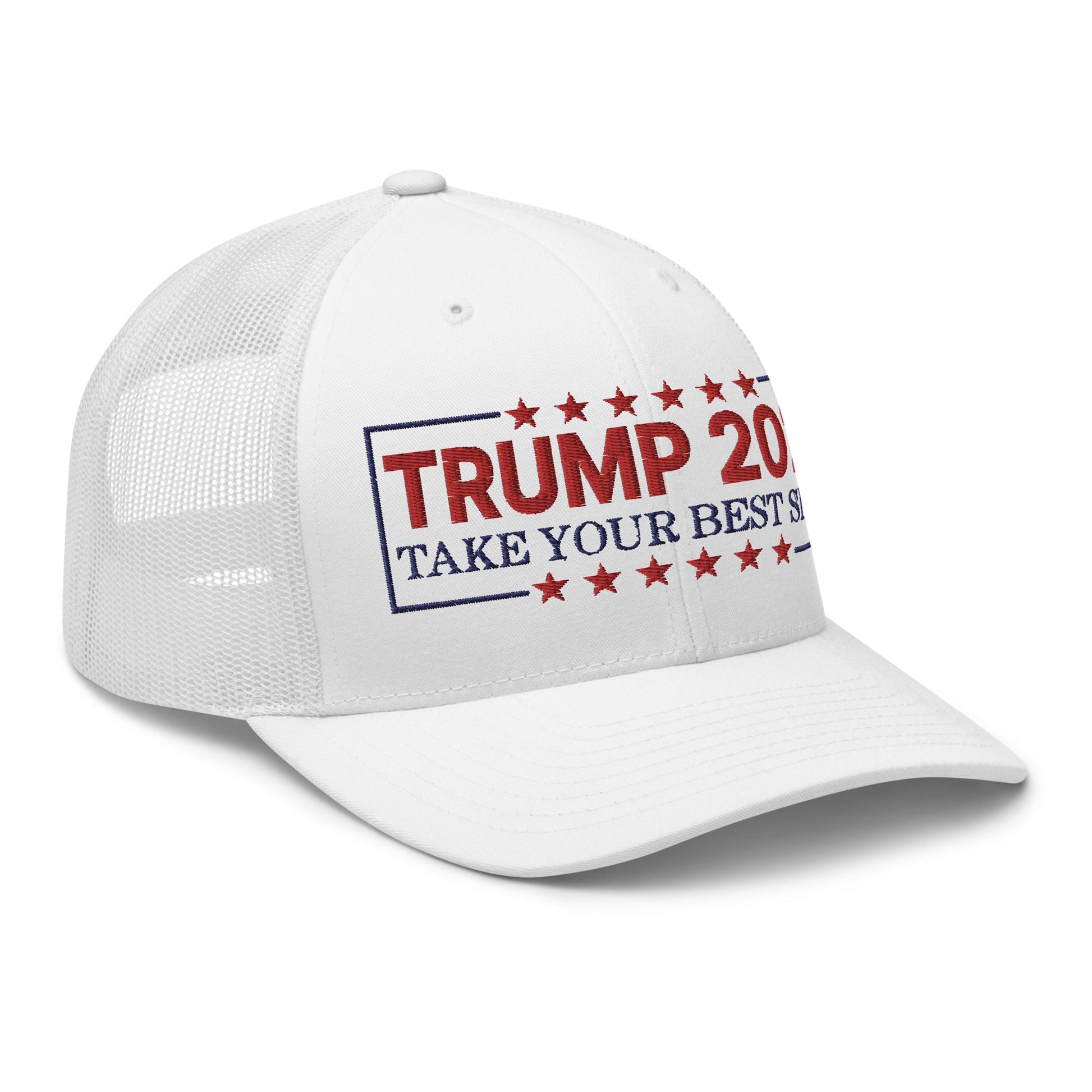 Donald Trump 2024 Take Your Best Shot Retro Trucker Hat White