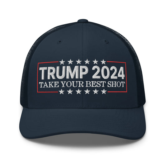 Donald Trump 2024 Take Your Best Shot Retro Trucker Hat Navy