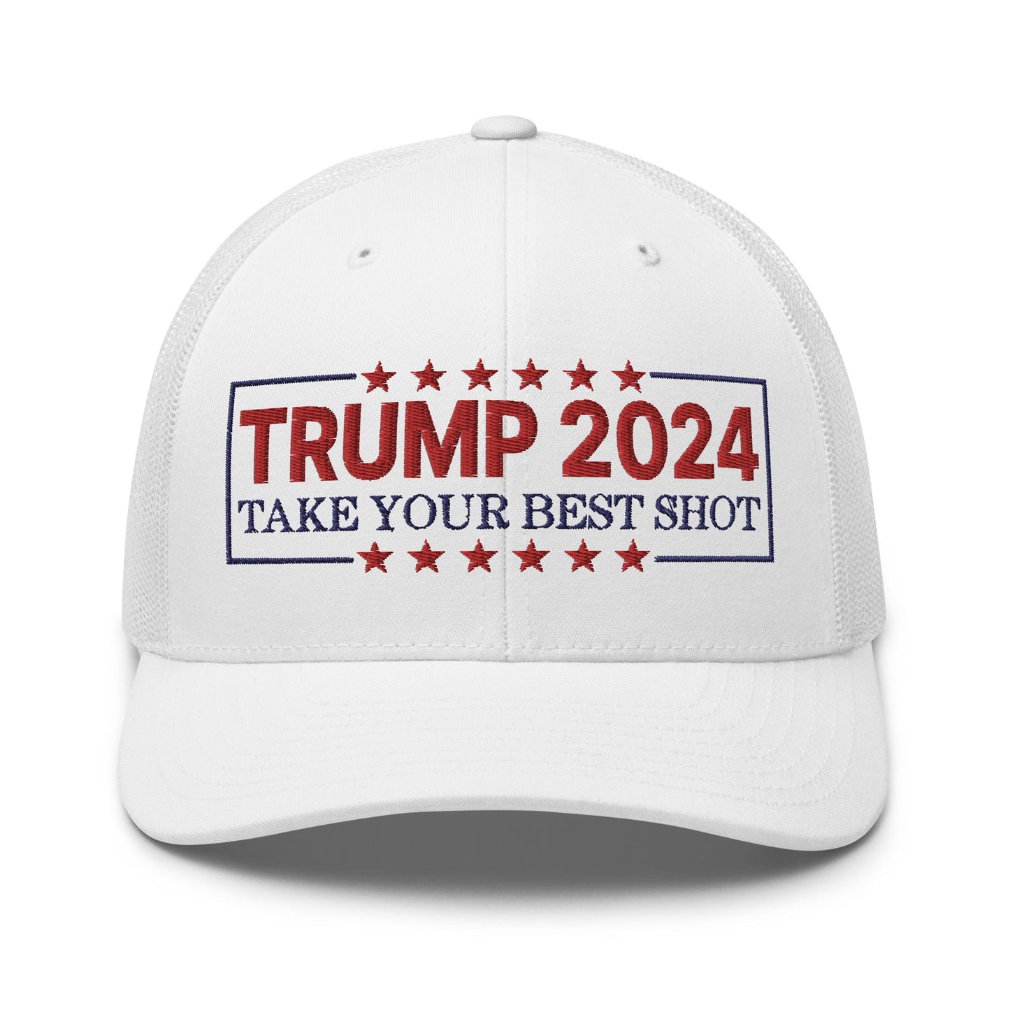 Donald Trump 2024 Take Your Best Shot Retro Trucker Hat White