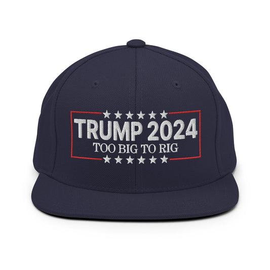 Donald Trump 2024 Too Big to Rig Flat Bill Brim Snapback Hat Navy