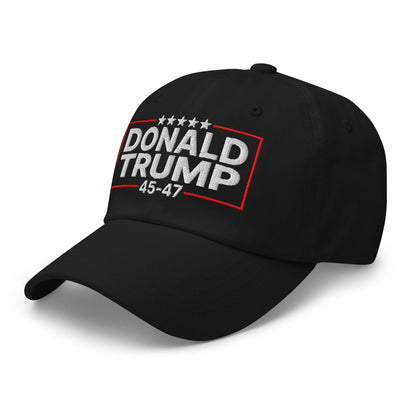 Donald Trump 45-47 Embroidered Dad Hat Black