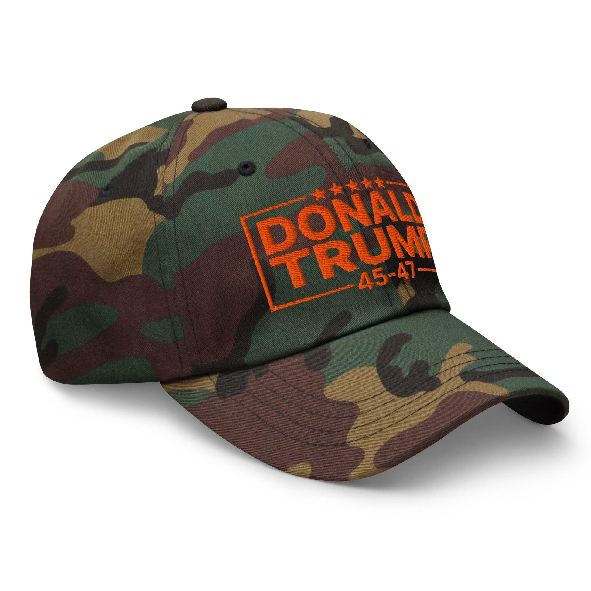 Donald Trump 45-47 Embroidered Dad Hat Green Camo